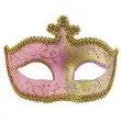 maska karnawalowa rozowo zlota z korona