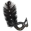 maska karnawalowa wenecka lampart z piorami czarny partypal