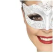 maska karnawalowa wenecka srebrne ornamenty biala smiffys