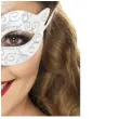maska karnawalowa wenecka srebrne ornamenty biala smiffys