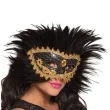 maska karnawalowa wenecka z piorami czarna godan