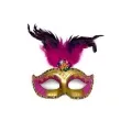 maska karnawalowa zloto rozowa z piorami
