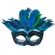 maska wenecka z piorami niebieska boland
