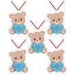 medal papierowy dzien pluszowego misia niebieski 6x5 cm 5 szt