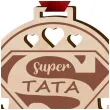 medal super tata drewniany 72 mm