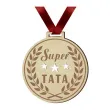 medal super tata laur drewniany 72 mm