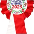 nagroda w konkursie na dozynki gminne kotylion najlepszy wieniec 2025 bialo czerwony przypinka