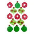 naklejki bombki czerwono zielone piankowe z brokatem brewis 13 szt
