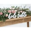 napis drewniany kids table bialy partydeco 1szt