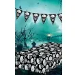 obrus foliowy czaszki halloween czarny bialy guirca 274 x 137 cm