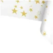 obrus foliowy gwiazdki bialo zloty partypal 137 x 274 cm
