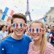 okulary plastikowe flaga francji na mundial mecz dzien jezykow do szkoly