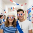okulary plastikowe flaga francji na mundial mecz dzien jezykow do szkoly