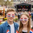 okulary plastikowe flaga holandii na mundial mecz dzien jezykow do szkoly niderlandy