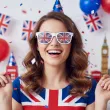 okulary plastikowe flaga wielkiej brytanii na mundial mecz dzien jezykow do szkoly anglia uk