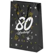 opakowanie na prezenty papierowa torba prezentowa 80 urodziny glamour 32x24x9 cm