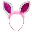 opaska party kroliczek z cekinami rozowy ciemny