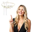 opaska party wianek z kwiatami bialy partydeco 18 cm