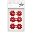 ozdoba materialowa kwiaty z krysztalkiem czerwony titanum 40 mm 6 szt