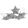 ozdoby choinkowe gwiazdki brokatowe srebrny arpex 6 szt