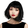 peruka damska na karnawal bob czarne proste wlosy z grzywka retro cyberpunk kleopatra