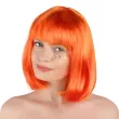 peruka damska na karnawal bob rude pomaranczowe neonowe proste wlosy z grzywka retro cyberpunk