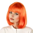 peruka damska na karnawal bob rude pomaranczowe neonowe proste wlosy z grzywka retro cyberpunk