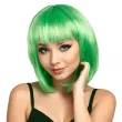 peruka damska na karnawal bob zielone neonowe proste wlosy z grzywka retro cyberpunk
