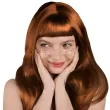 peruka damska na karnawal rude dlugie proste wlosy z grzywka kasztanowe