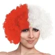peruka party afro kibica bialo czerwona