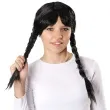 peruka party wednesday warkocze z grzywka czarny kraszek