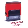 pieczatka z napisem spieprzaj dziadu czerwona 39 x 15 mm