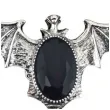 pierscien nietoperz z klejnotem srebrno czarny widmann