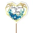 pik ozdobny baby shower boy kwiaty 24 cm