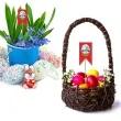 pik ozdobny do koszyczka baranek wielkanocny czerwony 23cm
