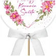 pik ozdobny lux komunia rozowe serce kokardka z cyrkonia 28cm