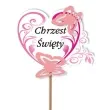 pik ozdobny motyle 3d chrzest swiety rozowy 24 cm
