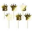 pikery 18 urodziny korona z cyrkonia zloty metalik 9 cm 6 szt