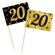pikery 20 urodziny classy party czarno zlote 50 szt pd party