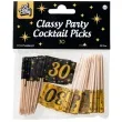 pikery 30 urodziny classy party czarno zlote 50 szt pd party