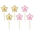 pikery 4 urodziny gwiazda extra rozowo zlote 6 szt