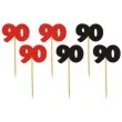 pikery 90 urodziny classic czerwono czarne 6 szt