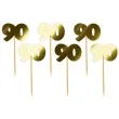 pikery 90 urodziny classic zlote metalik 6 szt
