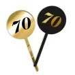 pikery akrylowe cyfra 70 urodziny zloto czarne 6 szt