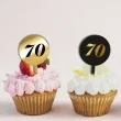 pikery akrylowe cyfra 70 urodziny zloto czarne 6 szt