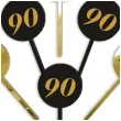 pikery akrylowe cyfra 90 urodziny zloto czarne 6 szt