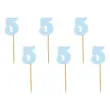 pikery akrylowe liczba 5 blekitny pastelowy 6 szt