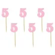 pikery akrylowe liczba 5 rozowy pastelowy 6 szt