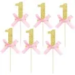 pikery cyfra 1 roczek rozowo zlote partypal 6 szt