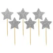 pikery gwiazdki srebrne brokatowe 6 szt